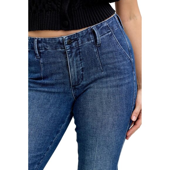 Womens Jeans Mid Rise Bootcut Tummy Control Welt Pockets Fitted - Picture 5 of 5